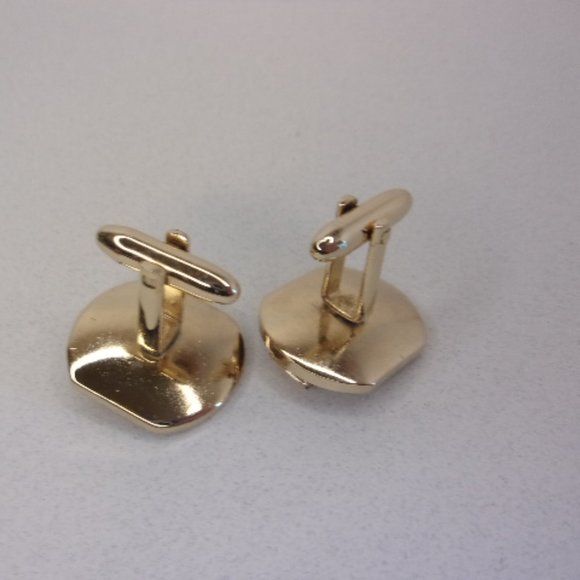 Vintage Boxed Cuff Links Tie Clasp Set Yellow Stones - Picture 4 of 9